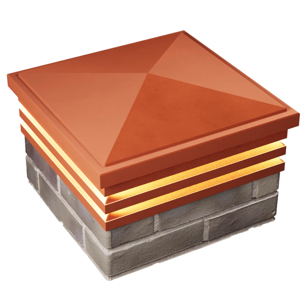 Колпак Zking Бона ХайТек Красный на столб 1.5х1.5 кирпича (385х385мм) с подсветкой в Кисловодске фото