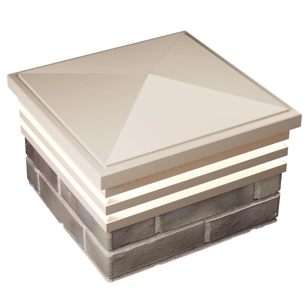 Колпак Zking Бона ХайТек Бежевый на столб 1.5х1.5 кирпича (385х385мм) с подсветкой в Кисловодске фото