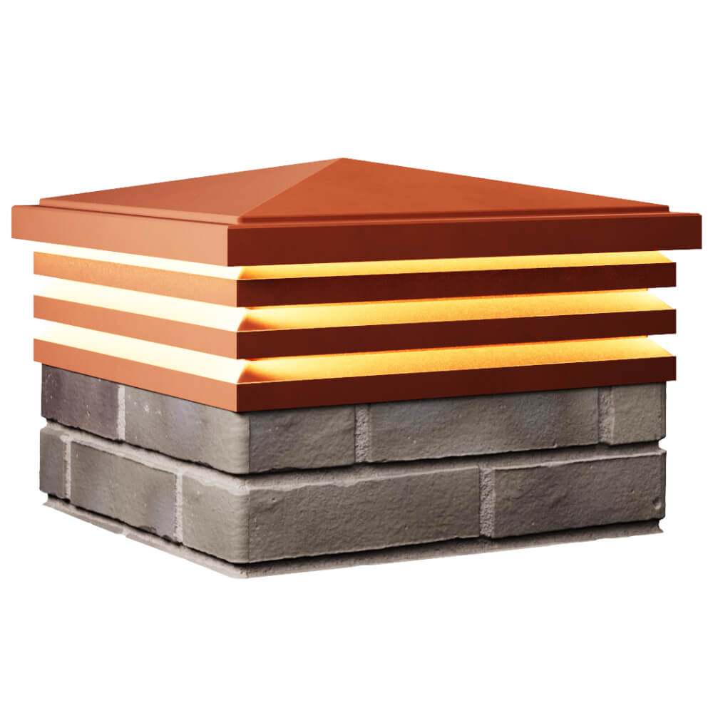 Колпак Zking Бона ХайТек Красный на столб 1.5х1.5 кирпича (385х385мм) с подсветкой в Кисловодске фото