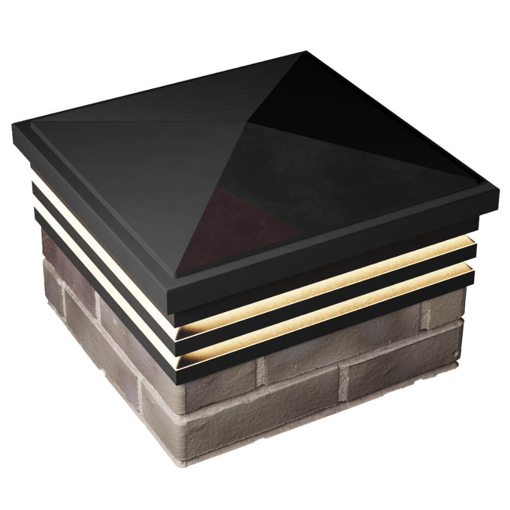 Колпак Zking Бона ХайТек Черный на столб 1.5х1.5 кирпича (385х385мм) с подсветкой в Кисловодске фото