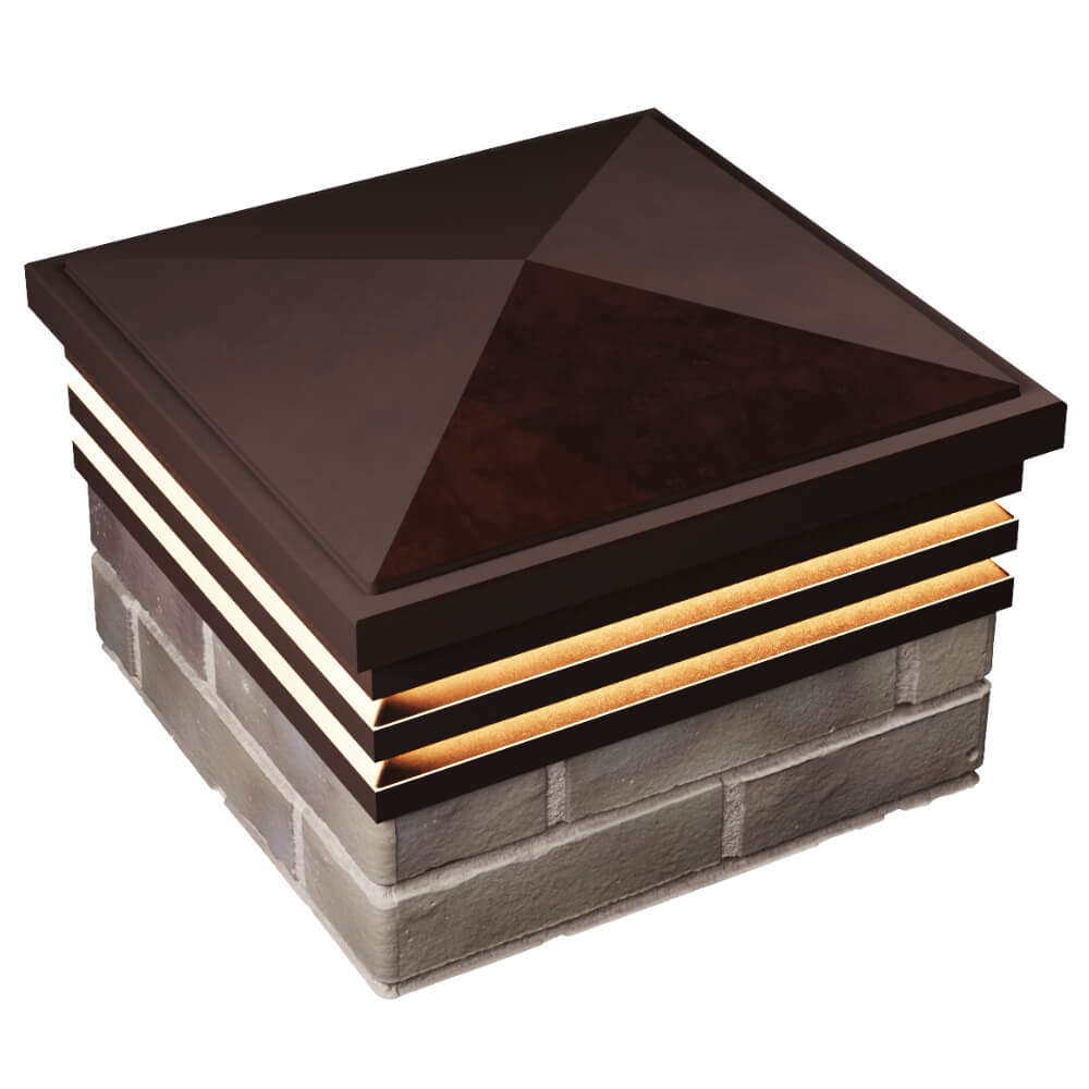 Колпак Zking Бона ХайТек Коричневый на столб 1.5х1.5 кирпича (385х385мм) с подсветкой в Кисловодске фото