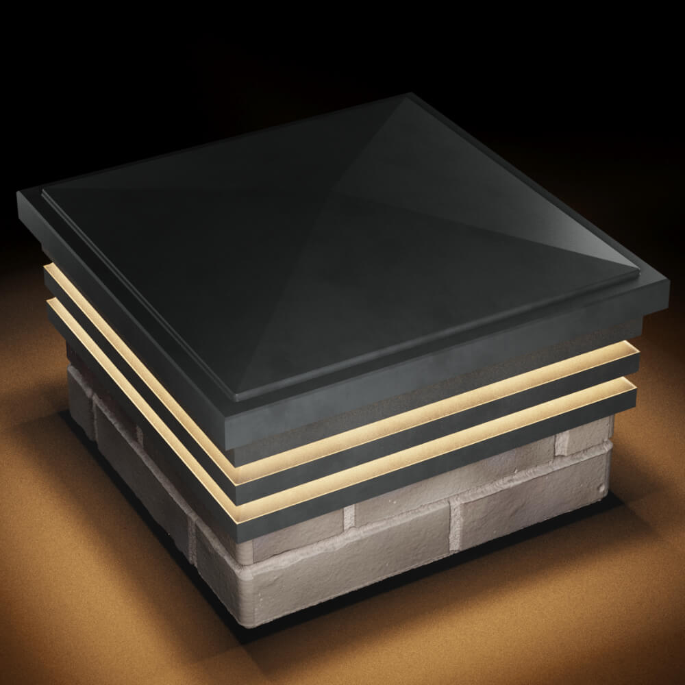 Колпак Zking Бона ХайТек Серый на столб 1.5х1.5 кирпича (385х385мм) с подсветкой в Кисловодске фото