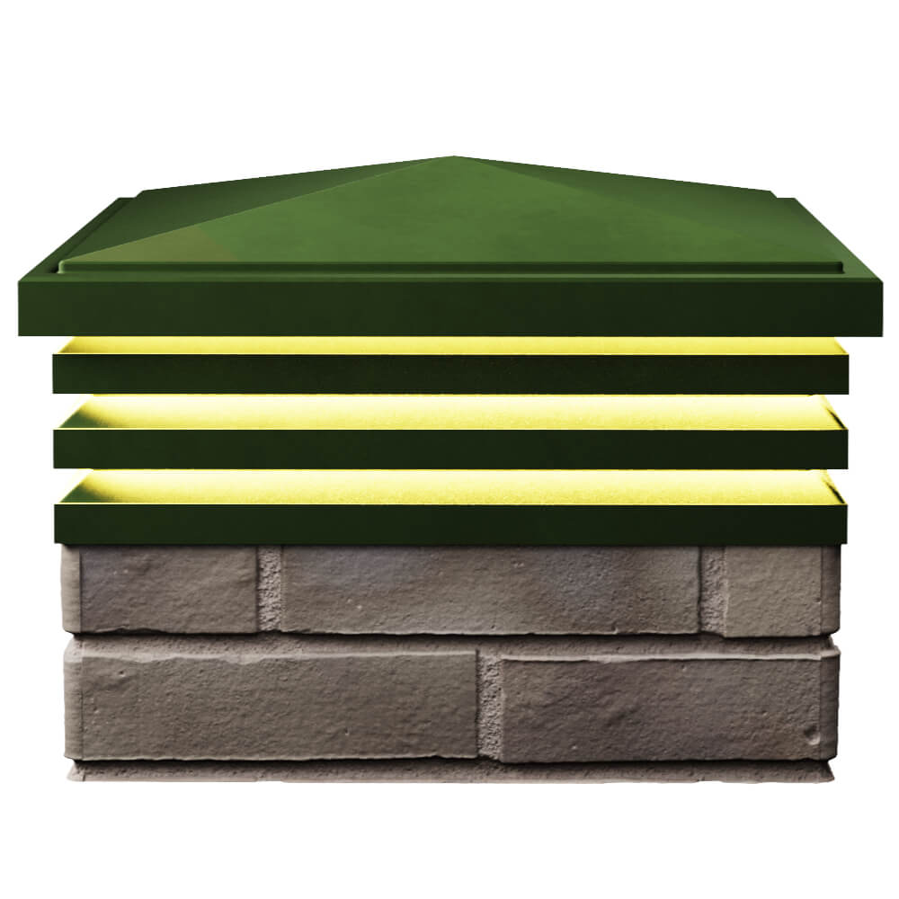 Колпак Zking Бона ХайТек Зеленый на столб 1.5х1.5 кирпича (385х385мм) с подсветкой в Кисловодске фото