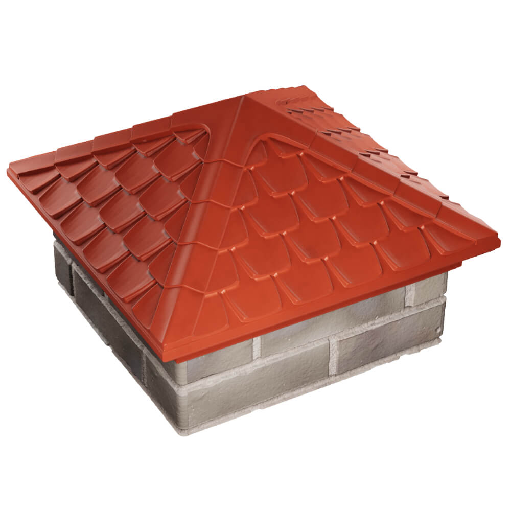 Колпак Zking Эльбрус Красный на столб 1.5х1.5 кирпича (385х385мм) в Кисловодске фото