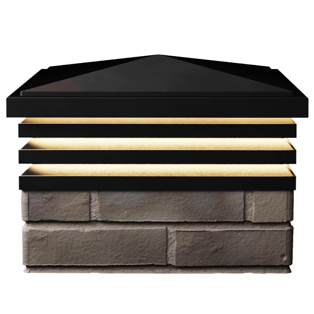 Колпак Zking Бона ХайТек Черный на столб 1.5х1.5 кирпича (385х385мм) с подсветкой в Кисловодске фото