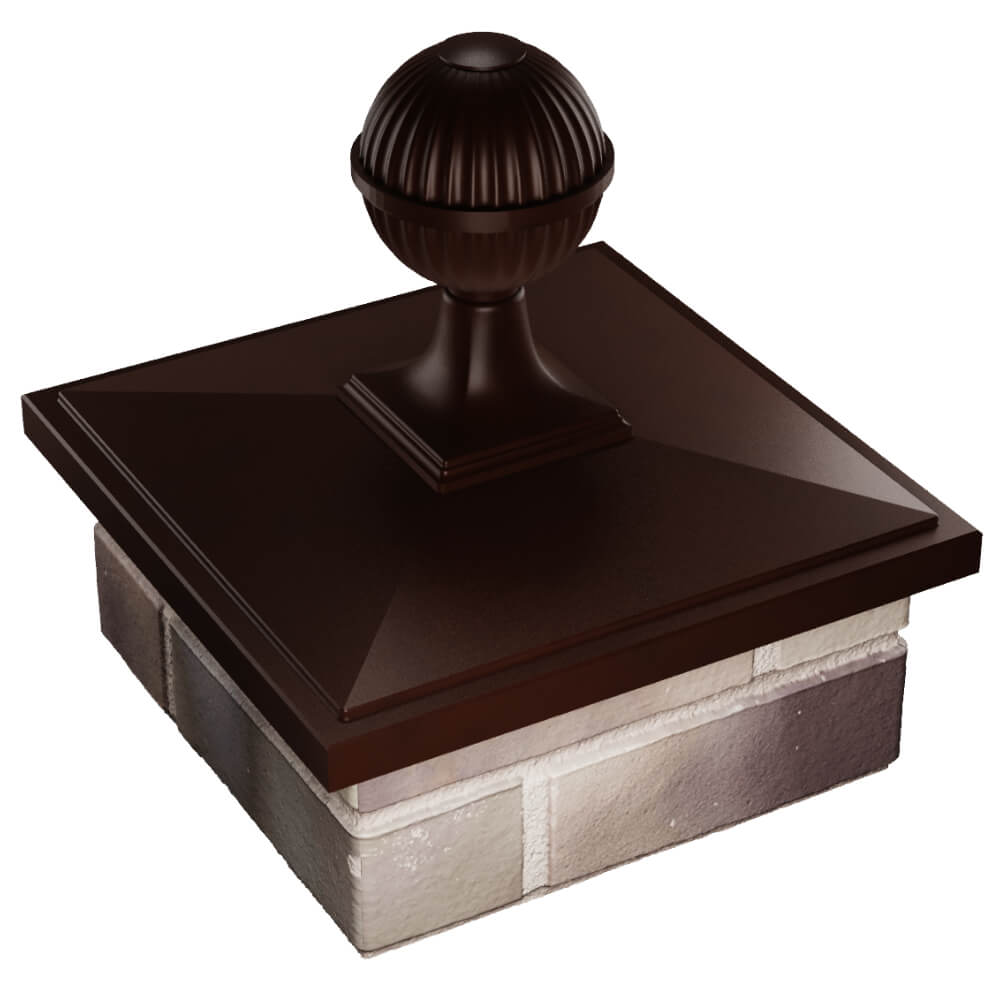 Колпак Zking БонаМоно Коричневый с шаром на столб 1.5х1.5 кирпича (385х385, 400х400мм) в сборе в Кисловодске фото