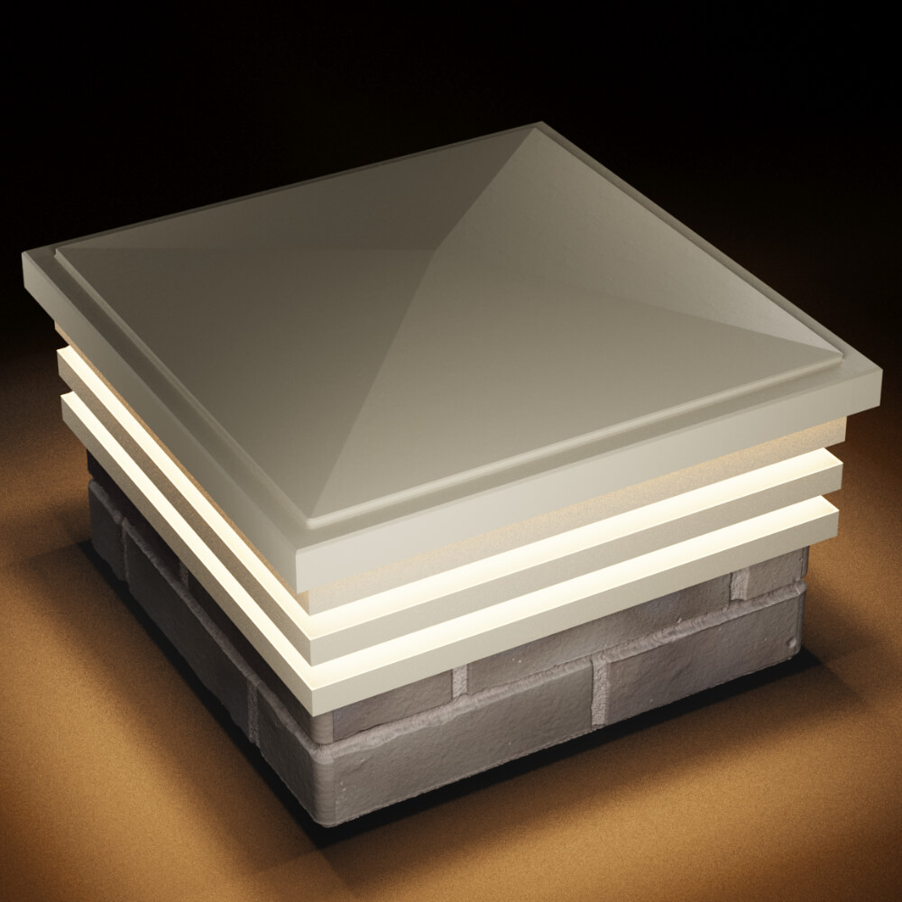 Колпак Zking Бона ХайТек Бежевый на столб 1.5х1.5 кирпича (385х385мм) с подсветкой в Кисловодске фото