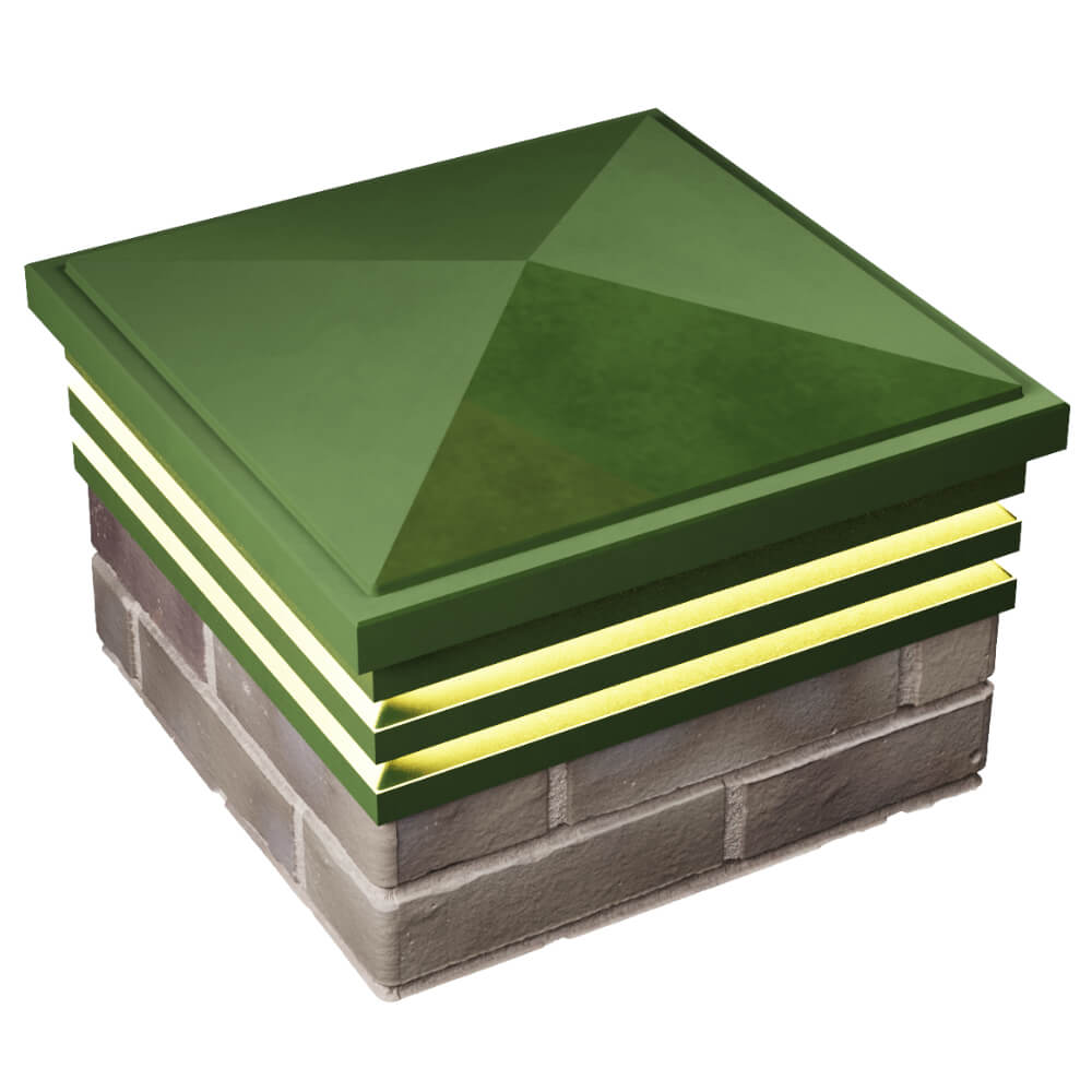 Колпак Zking Бона ХайТек Зеленый на столб 1.5х1.5 кирпича (385х385мм) с подсветкой в Кисловодске фото