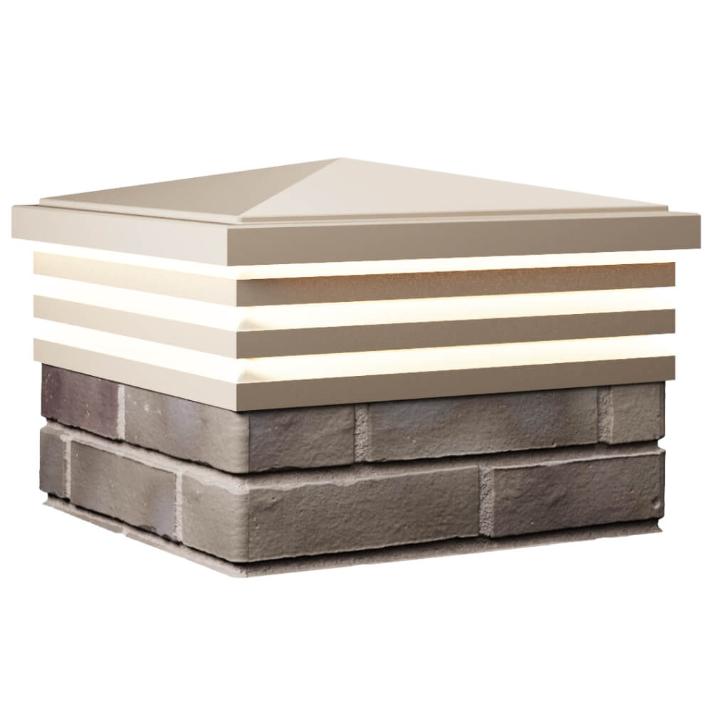 Колпак Zking Бона ХайТек Бежевый на столб 1.5х1.5 кирпича (385х385мм) с подсветкой в Кисловодске фото