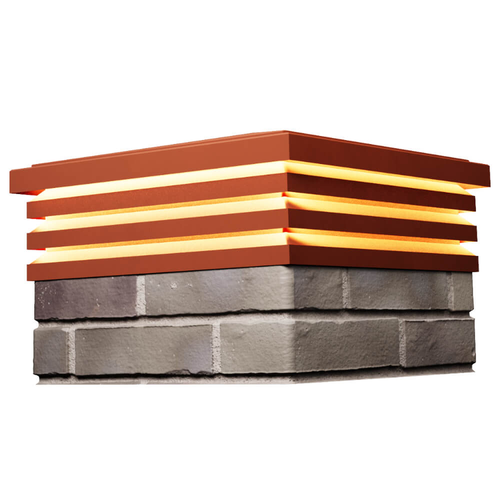 Колпак Zking Бона ХайТек Красный на столб 1.5х1.5 кирпича (385х385мм) с подсветкой в Кисловодске фото