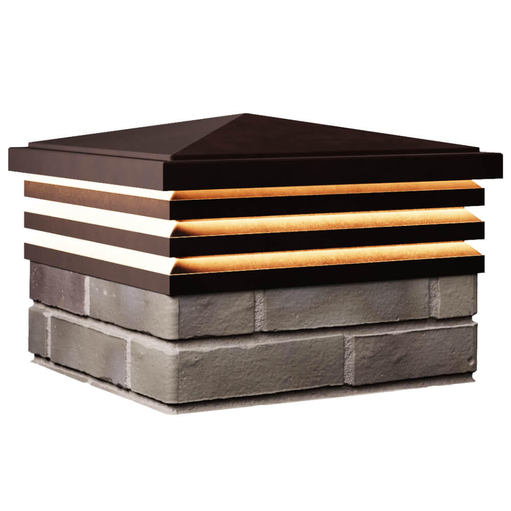 Колпак Zking Бона ХайТек Коричневый на столб 1.5х1.5 кирпича (385х385мм) с подсветкой в Кисловодске фото