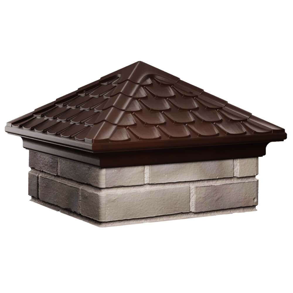 Колпак Zking Эльбрус Коричневый на столб 1.5х1.5 кирпича (385х385мм) в Кисловодске фото