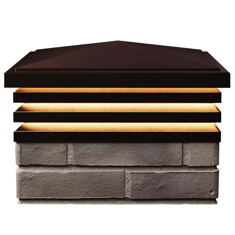 Колпак Zking Бона ХайТек Коричневый на столб 1.5х1.5 кирпича (385х385мм) с подсветкой в Кисловодске фото